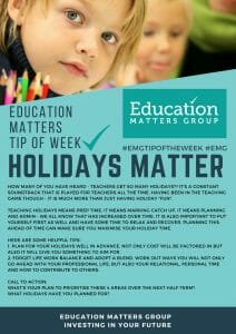 EMG Tip if the week - 1. Holidays Matter