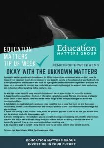 EMG Tip if the week - 20. Okay with the unknown matters