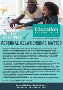 EMG Tip if the week - 28. Personal Relationships Matter