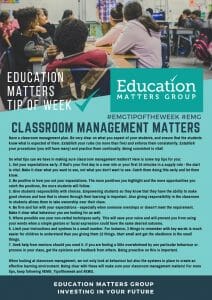 EMG Tip if the week - 36. Classroom Management Matters