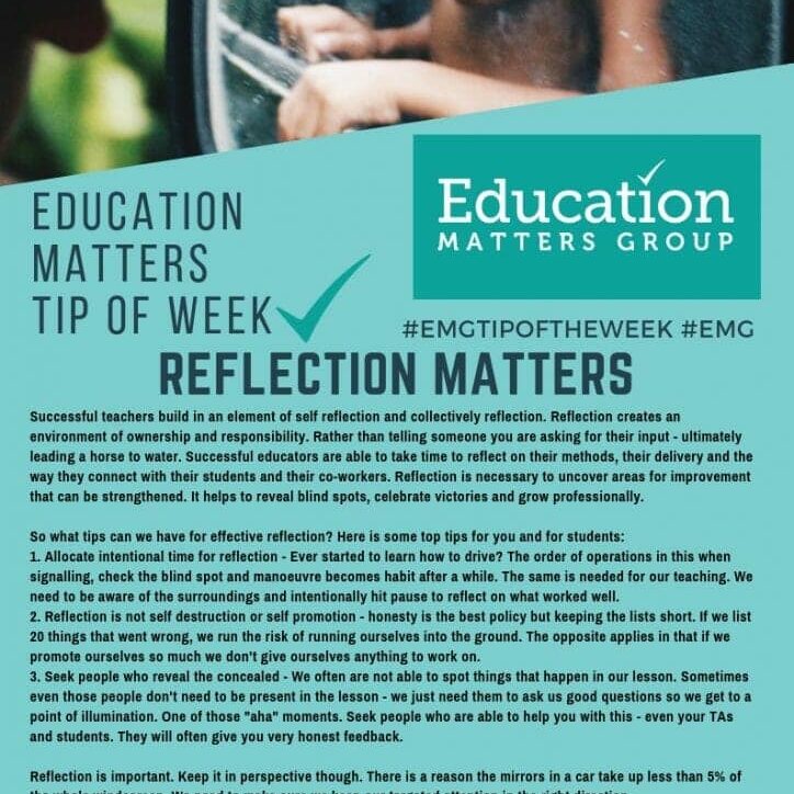 EMG Tip if the week - 13. Reflection Matters