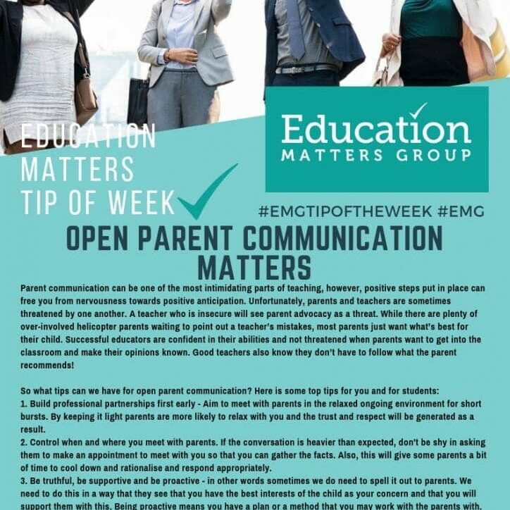EMG Tip if the week - 21. Open Parent Communication Matters