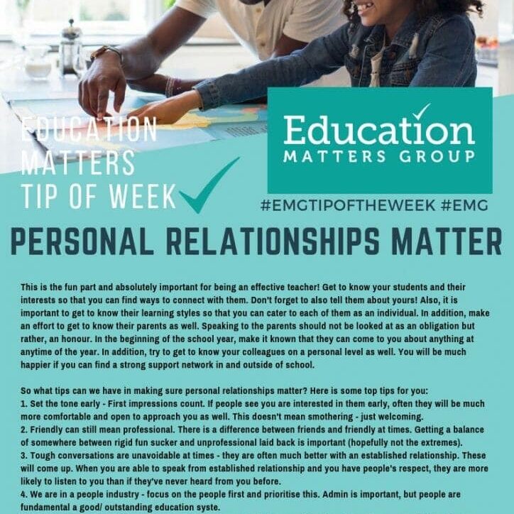 EMG Tip if the week - 28. Personal Relationships Matter