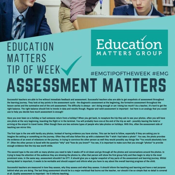 EMG Tip if the week - 4. Assessment Matters