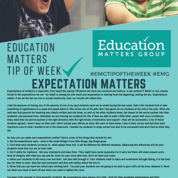 EMG Tip if the week - 8. Expectation Matters